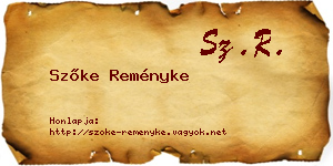 Szőke Reményke névjegykártya